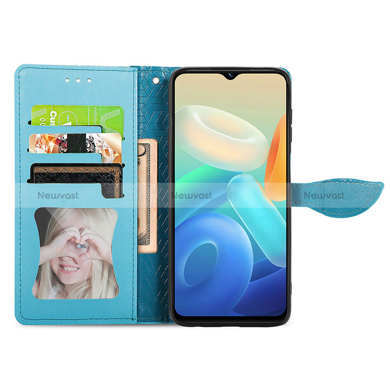 Leather Case Stands Fashionable Pattern Flip Cover Holder S04D for Vivo Y30 5G