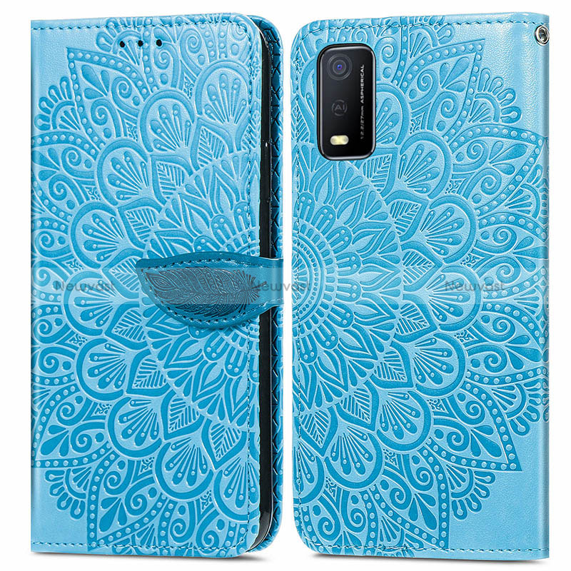 Leather Case Stands Fashionable Pattern Flip Cover Holder S04D for Vivo Y3s (2021)