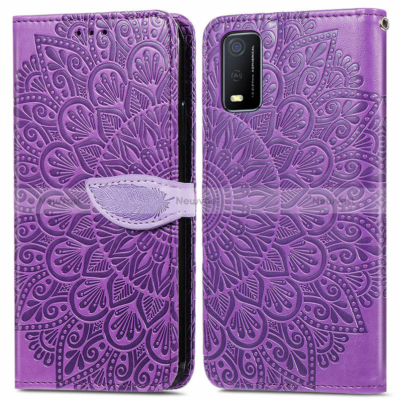 Leather Case Stands Fashionable Pattern Flip Cover Holder S04D for Vivo Y3s (2021)