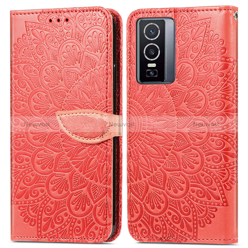 Leather Case Stands Fashionable Pattern Flip Cover Holder S04D for Vivo Y76 5G