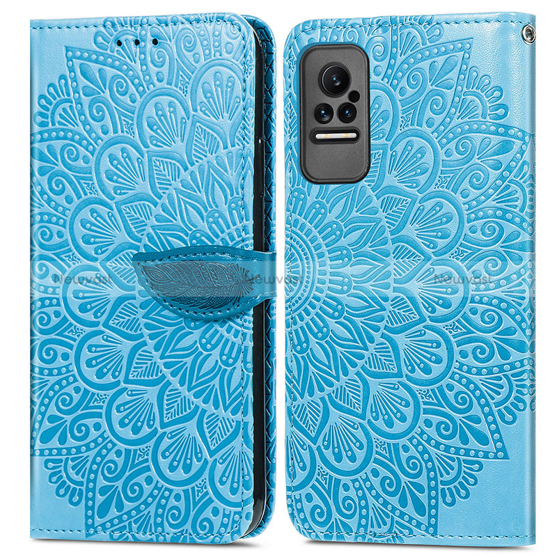 Leather Case Stands Fashionable Pattern Flip Cover Holder S04D for Xiaomi Civi 1S 5G Blue