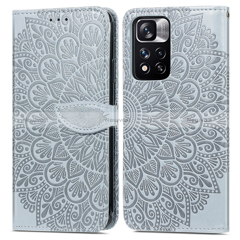Leather Case Stands Fashionable Pattern Flip Cover Holder S04D for Xiaomi Mi 11i 5G (2022) Gray