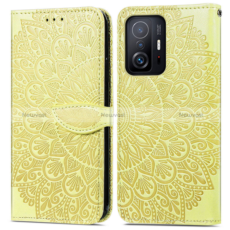 Leather Case Stands Fashionable Pattern Flip Cover Holder S04D for Xiaomi Mi 11T 5G Yellow