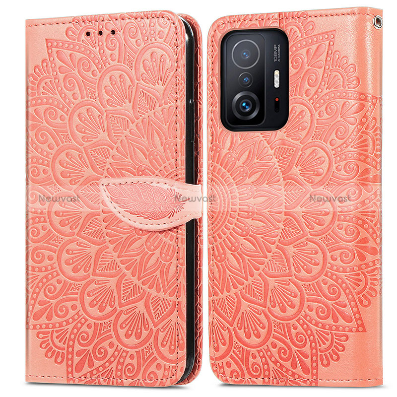 Leather Case Stands Fashionable Pattern Flip Cover Holder S04D for Xiaomi Mi 11T Pro 5G Orange