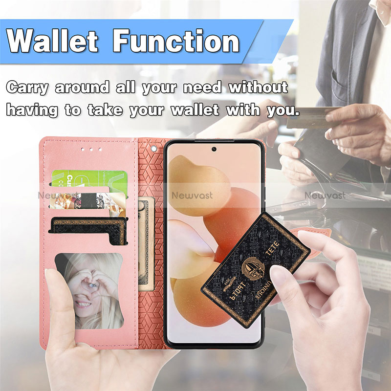 Leather Case Stands Fashionable Pattern Flip Cover Holder S04D for Xiaomi Mi 12T 5G