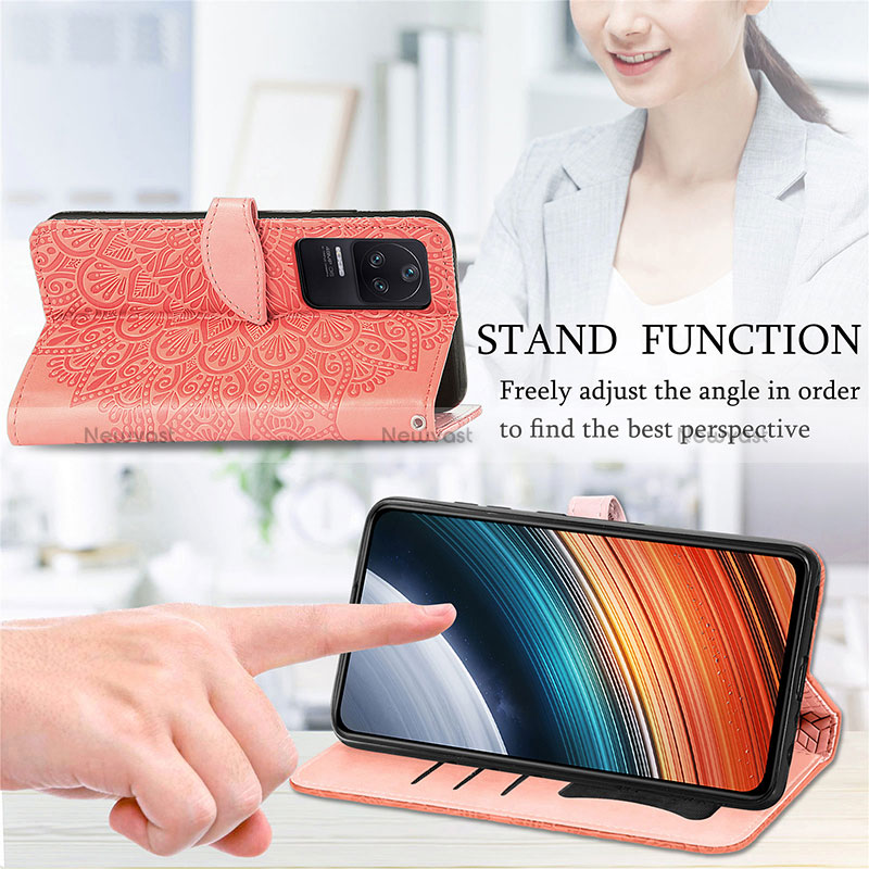 Leather Case Stands Fashionable Pattern Flip Cover Holder S04D for Xiaomi Poco F4 5G