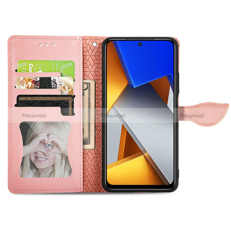 Leather Case Stands Fashionable Pattern Flip Cover Holder S04D for Xiaomi Poco M4 Pro 4G