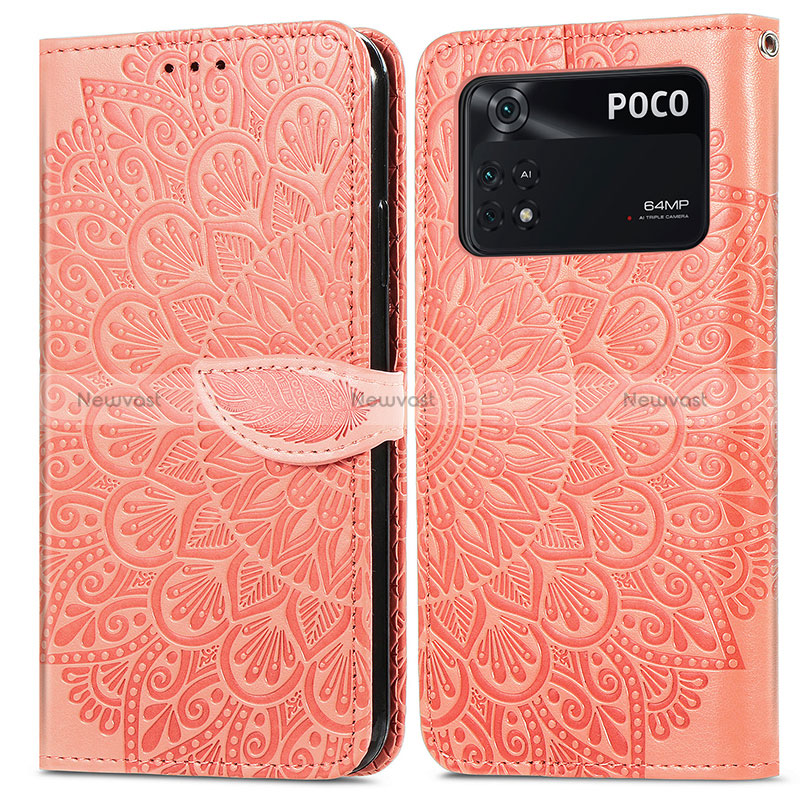 Leather Case Stands Fashionable Pattern Flip Cover Holder S04D for Xiaomi Poco M4 Pro 4G