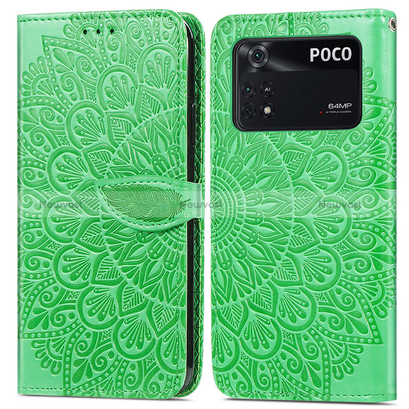 Leather Case Stands Fashionable Pattern Flip Cover Holder S04D for Xiaomi Poco M4 Pro 4G