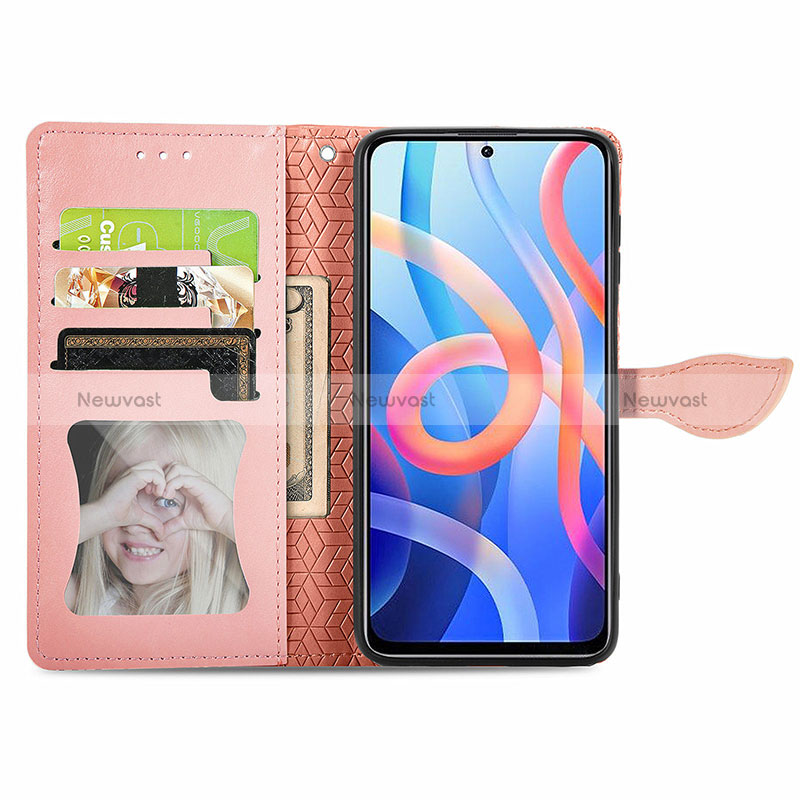 Leather Case Stands Fashionable Pattern Flip Cover Holder S04D for Xiaomi Poco M4 Pro 5G