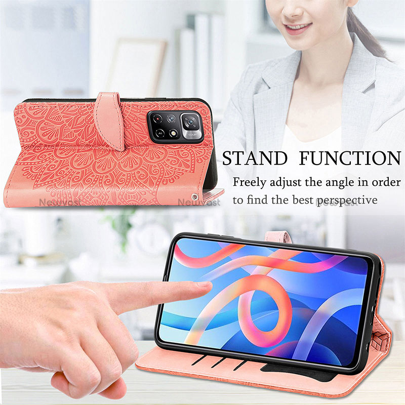 Leather Case Stands Fashionable Pattern Flip Cover Holder S04D for Xiaomi Poco M4 Pro 5G