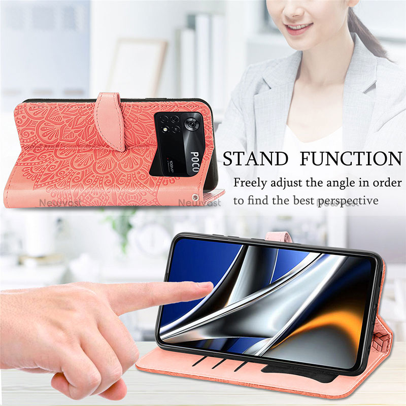 Leather Case Stands Fashionable Pattern Flip Cover Holder S04D for Xiaomi Poco X4 Pro 5G