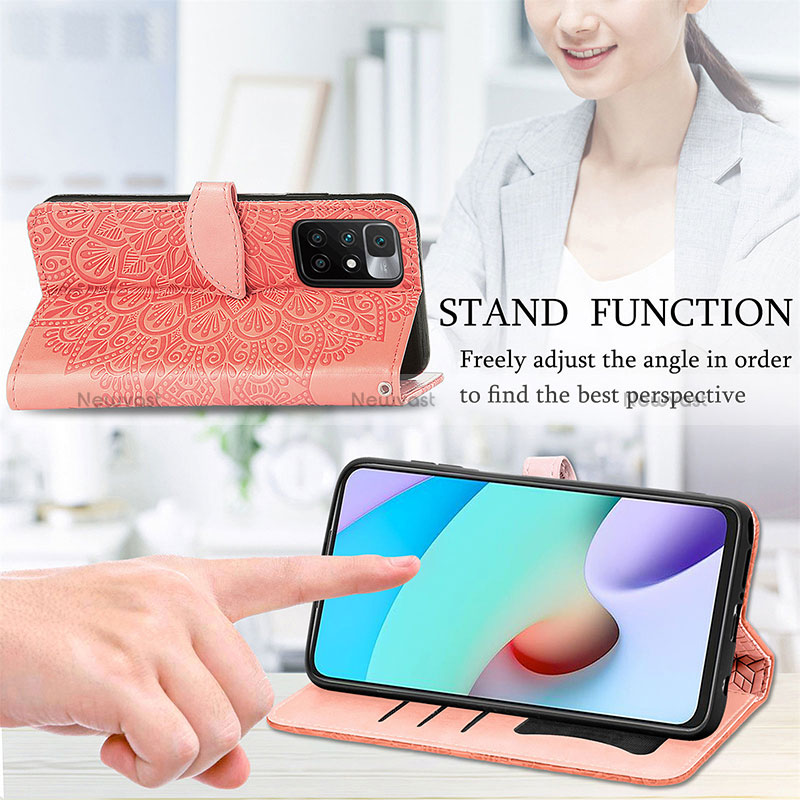 Leather Case Stands Fashionable Pattern Flip Cover Holder S04D for Xiaomi Redmi 10 (2022)