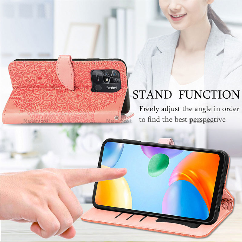 Leather Case Stands Fashionable Pattern Flip Cover Holder S04D for Xiaomi Redmi 10 Power