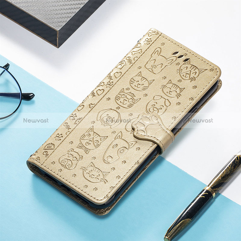 Leather Case Stands Fashionable Pattern Flip Cover Holder S04D for Xiaomi Redmi 11A 4G Gold