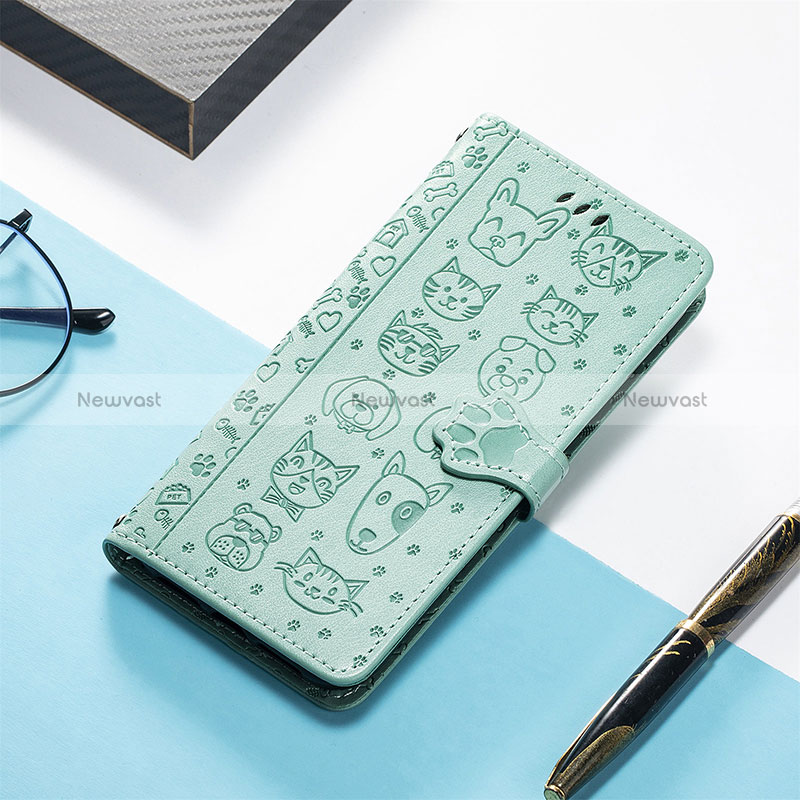 Leather Case Stands Fashionable Pattern Flip Cover Holder S04D for Xiaomi Redmi 11A 4G Green