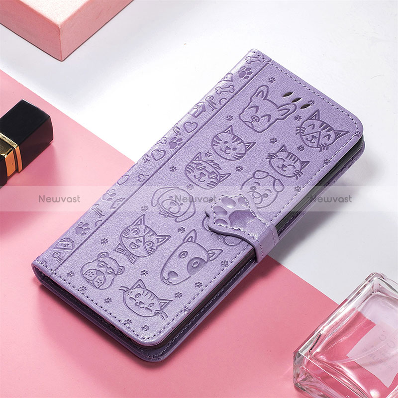 Leather Case Stands Fashionable Pattern Flip Cover Holder S04D for Xiaomi Redmi 11A 4G Purple