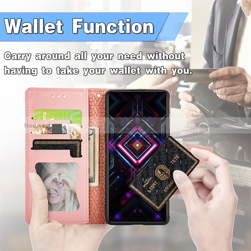 Leather Case Stands Fashionable Pattern Flip Cover Holder S04D for Xiaomi Redmi K40 Gaming 5G