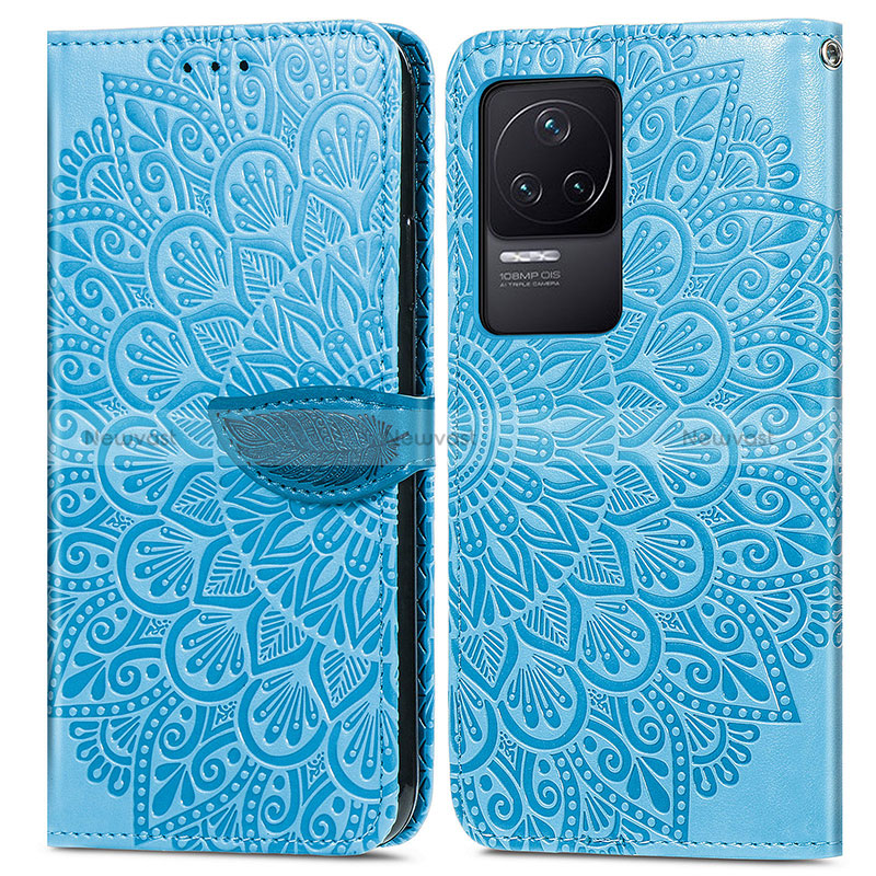 Leather Case Stands Fashionable Pattern Flip Cover Holder S04D for Xiaomi Redmi K50 5G Blue