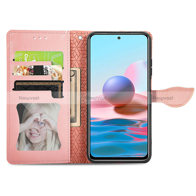 Leather Case Stands Fashionable Pattern Flip Cover Holder S04D for Xiaomi Redmi Note 10 4G