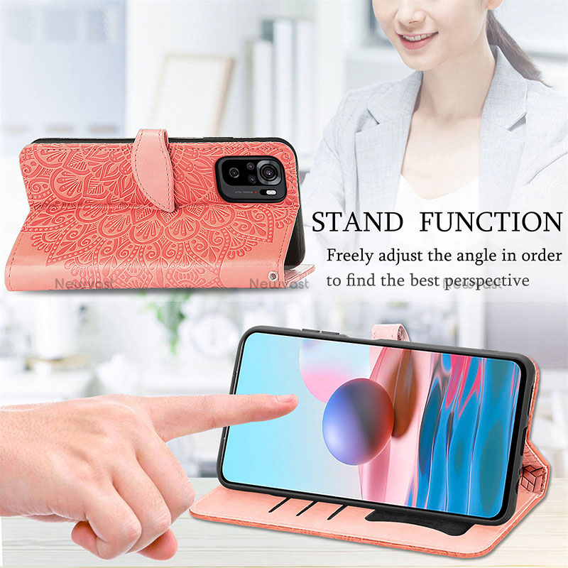 Leather Case Stands Fashionable Pattern Flip Cover Holder S04D for Xiaomi Redmi Note 10 4G