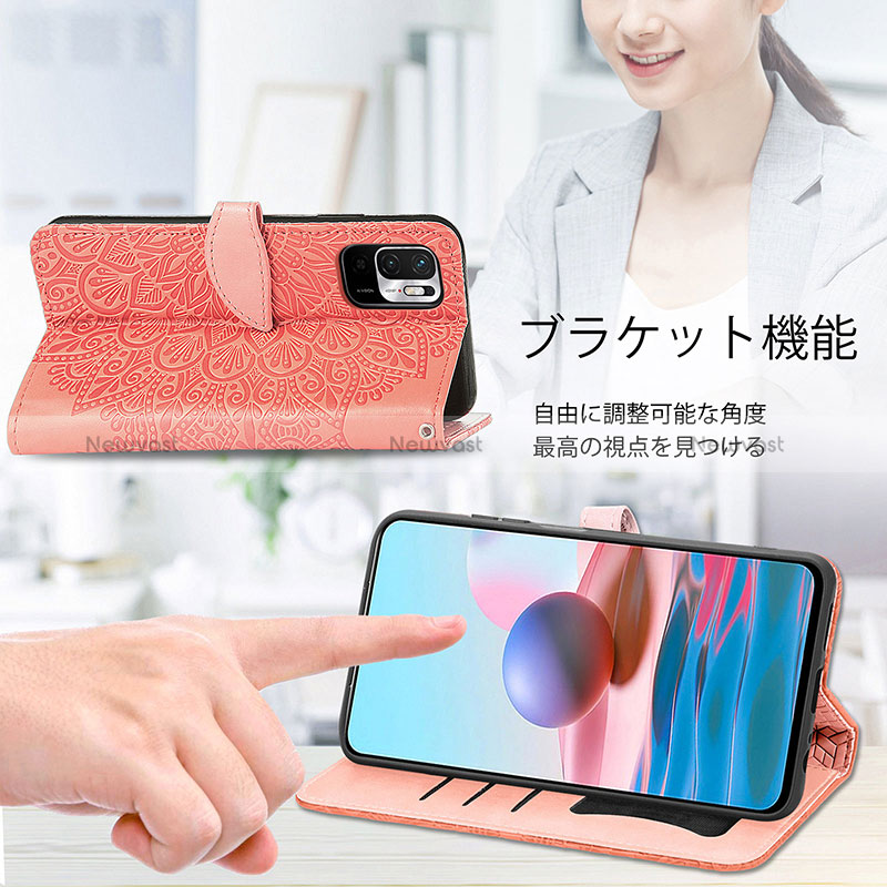 Leather Case Stands Fashionable Pattern Flip Cover Holder S04D for Xiaomi Redmi Note 10 JE 5G