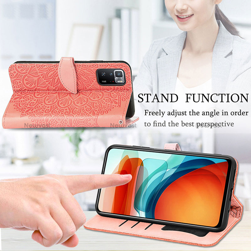 Leather Case Stands Fashionable Pattern Flip Cover Holder S04D for Xiaomi Redmi Note 10 Pro 5G