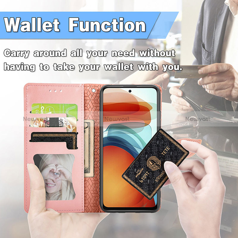 Leather Case Stands Fashionable Pattern Flip Cover Holder S04D for Xiaomi Redmi Note 10 Pro 5G