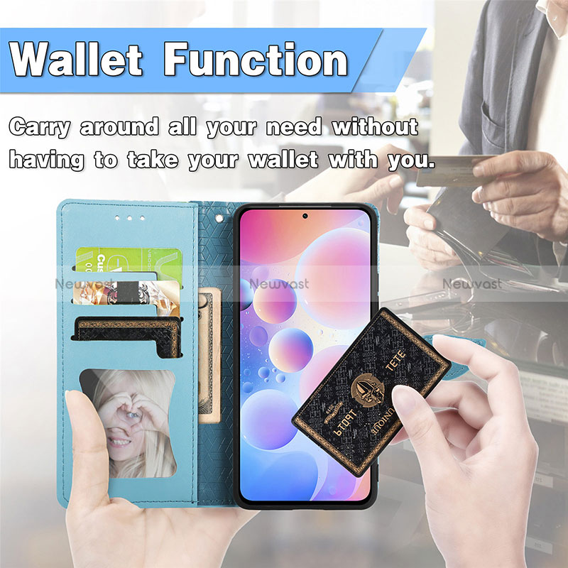 Leather Case Stands Fashionable Pattern Flip Cover Holder S04D for Xiaomi Redmi Note 10 Pro Max