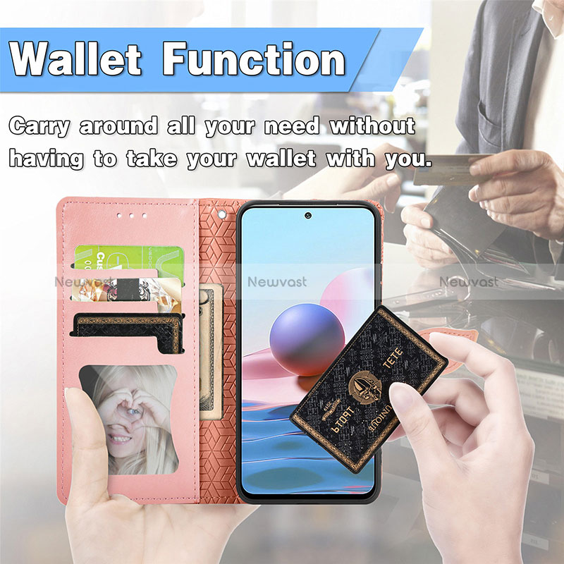 Leather Case Stands Fashionable Pattern Flip Cover Holder S04D for Xiaomi Redmi Note 11 SE 5G