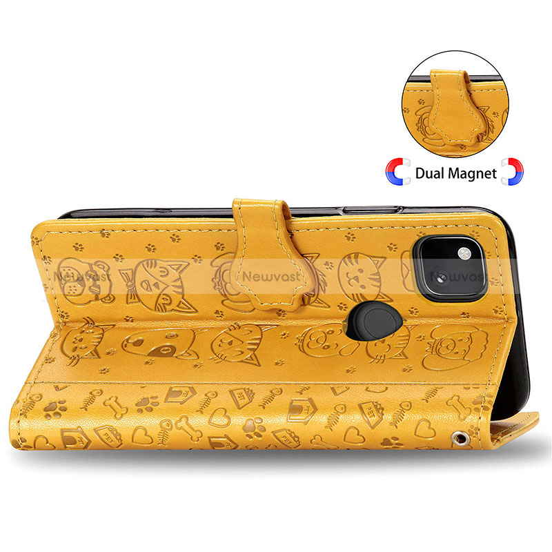 Leather Case Stands Fashionable Pattern Flip Cover Holder S05D for Google Pixel 4a