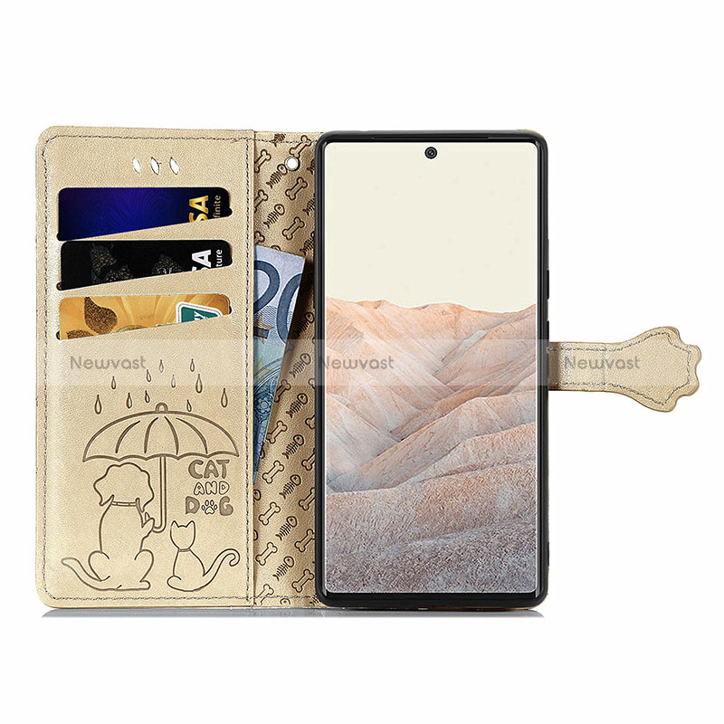 Leather Case Stands Fashionable Pattern Flip Cover Holder S05D for Google Pixel 6 5G