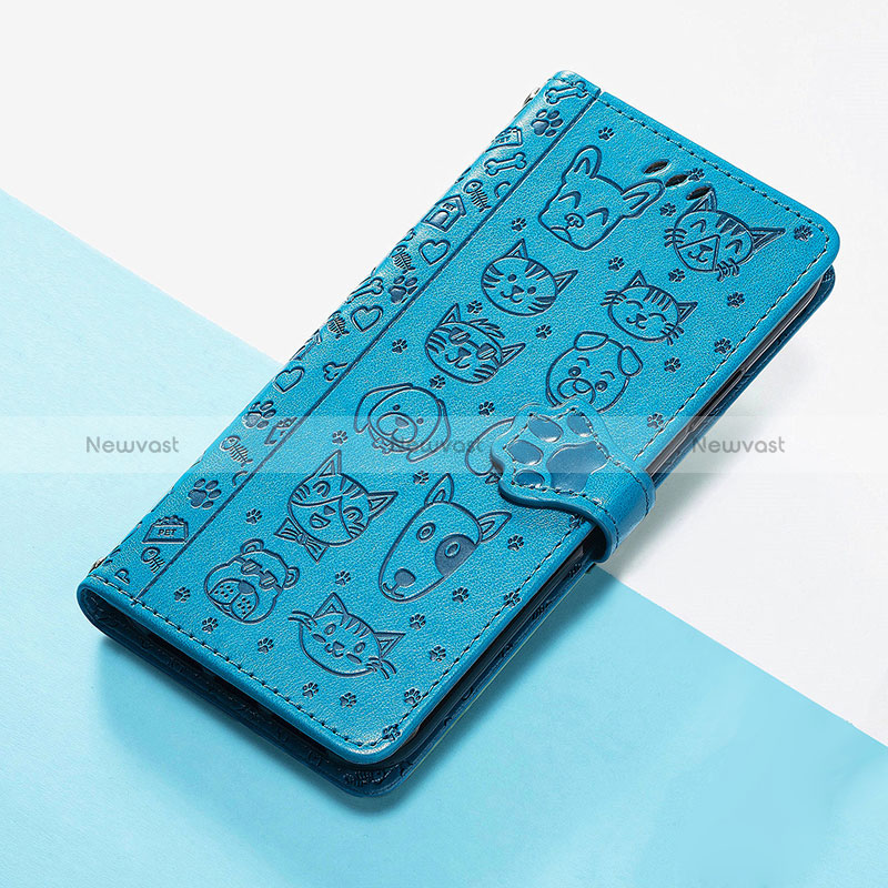 Leather Case Stands Fashionable Pattern Flip Cover Holder S05D for Huawei Enjoy 50 Blue