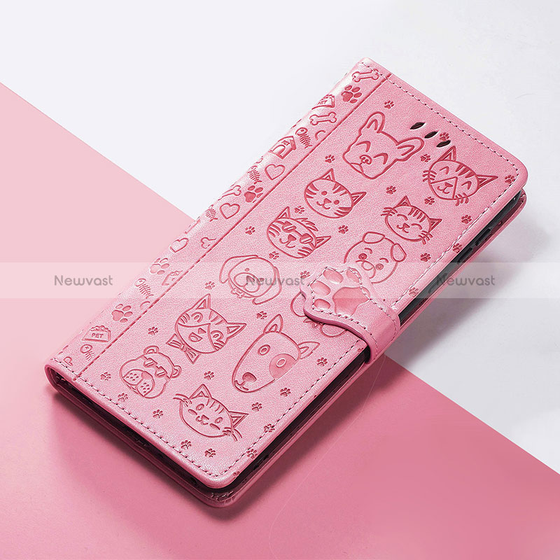 Leather Case Stands Fashionable Pattern Flip Cover Holder S05D for Huawei Honor 60 Pro 5G Pink