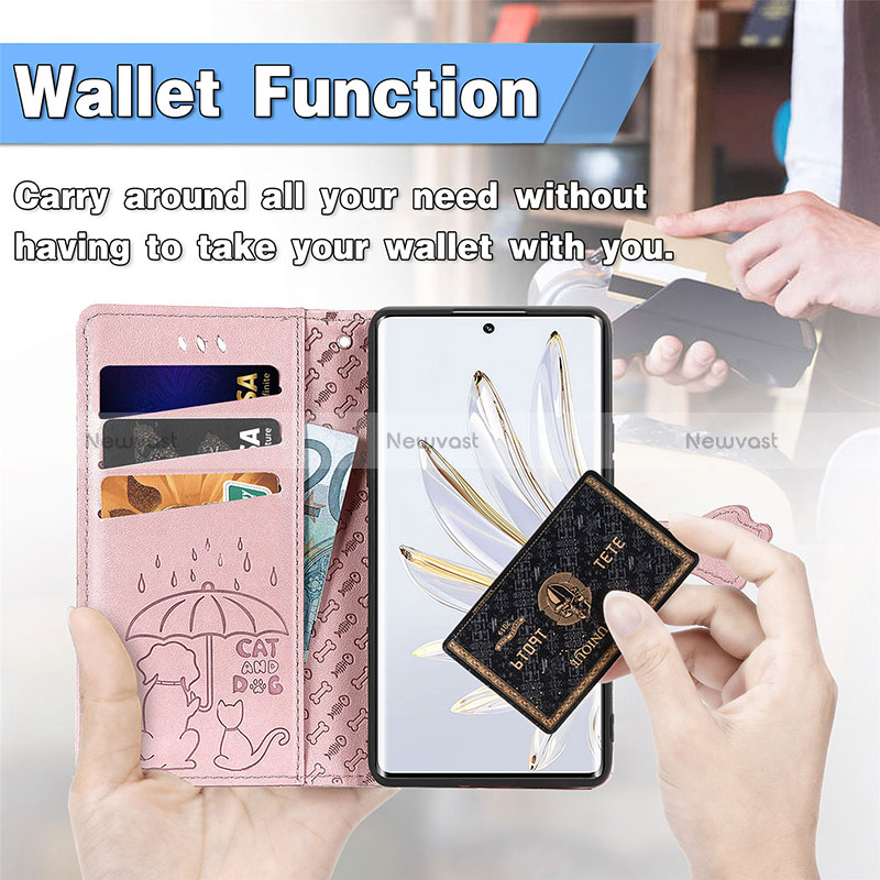 Leather Case Stands Fashionable Pattern Flip Cover Holder S05D for Huawei Honor 70 5G