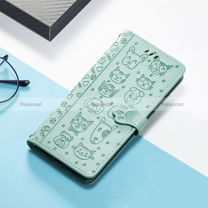 Leather Case Stands Fashionable Pattern Flip Cover Holder S05D for Huawei Honor 80 Pro 5G Green