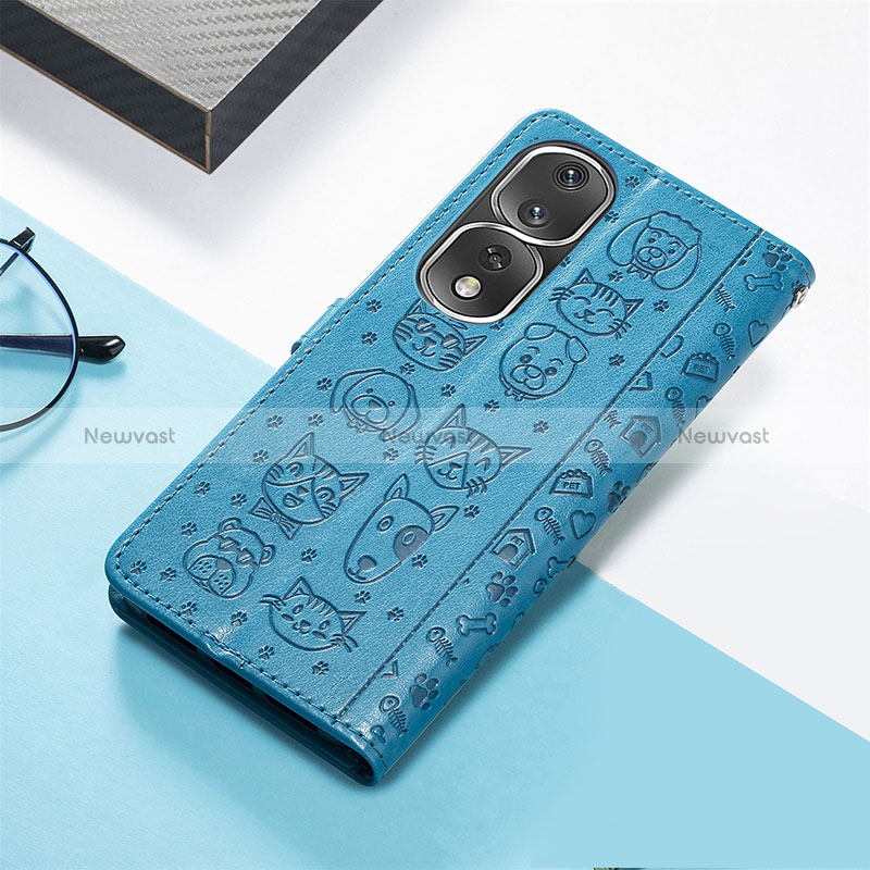 Leather Case Stands Fashionable Pattern Flip Cover Holder S05D for Huawei Honor 80 Pro Flat 5G