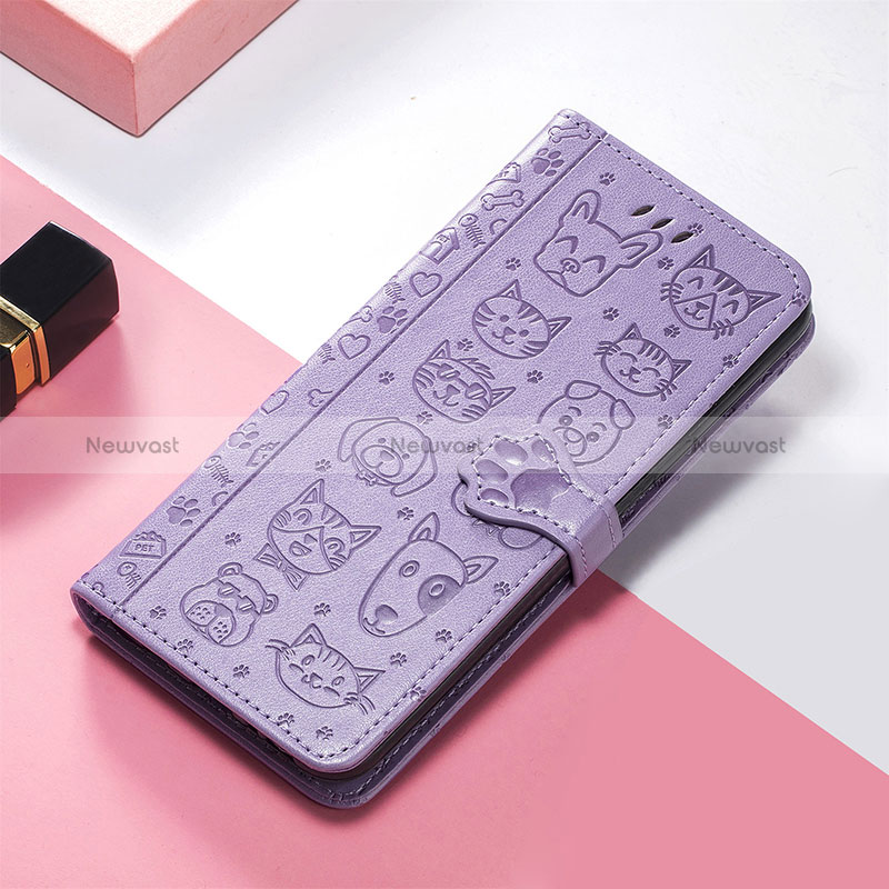 Leather Case Stands Fashionable Pattern Flip Cover Holder S05D for Huawei Honor Magic5 5G Purple