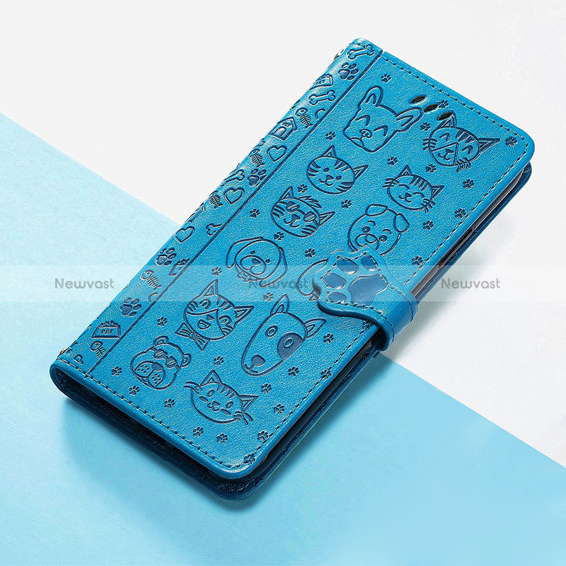 Leather Case Stands Fashionable Pattern Flip Cover Holder S05D for Huawei Nova 10 Pro Blue