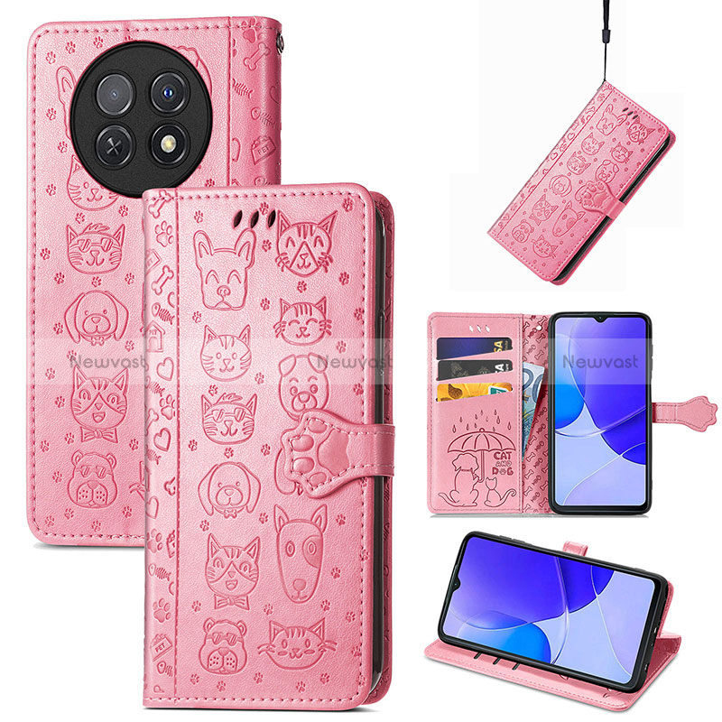 Leather Case Stands Fashionable Pattern Flip Cover Holder S05D for Huawei Nova Y91