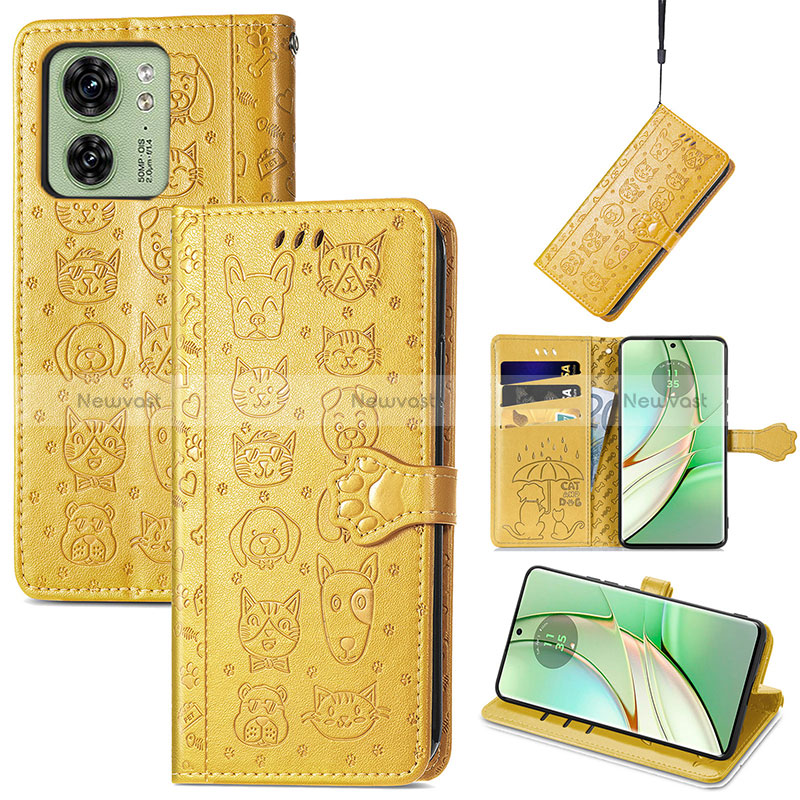 Leather Case Stands Fashionable Pattern Flip Cover Holder S05D for Motorola Moto Edge 40 5G