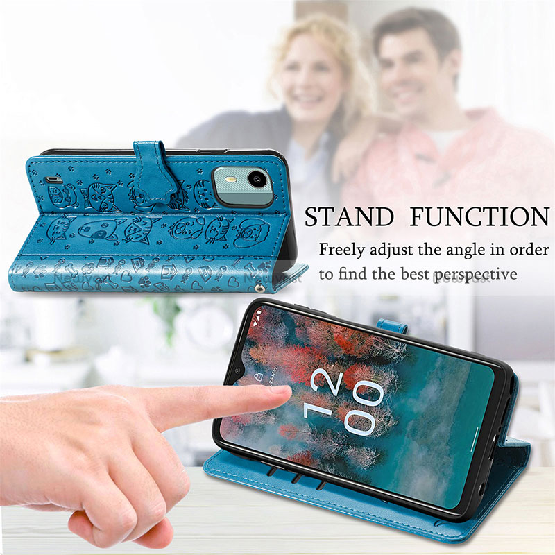 Leather Case Stands Fashionable Pattern Flip Cover Holder S05D for Nokia C12 Plus