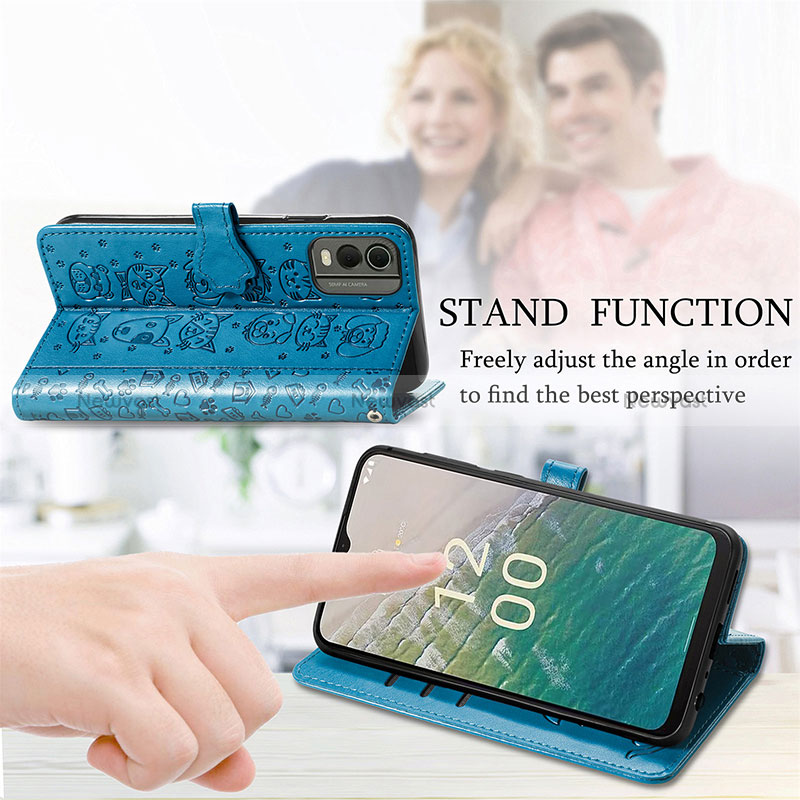 Leather Case Stands Fashionable Pattern Flip Cover Holder S05D for Nokia C32