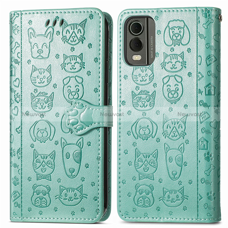 Leather Case Stands Fashionable Pattern Flip Cover Holder S05D for Nokia C32