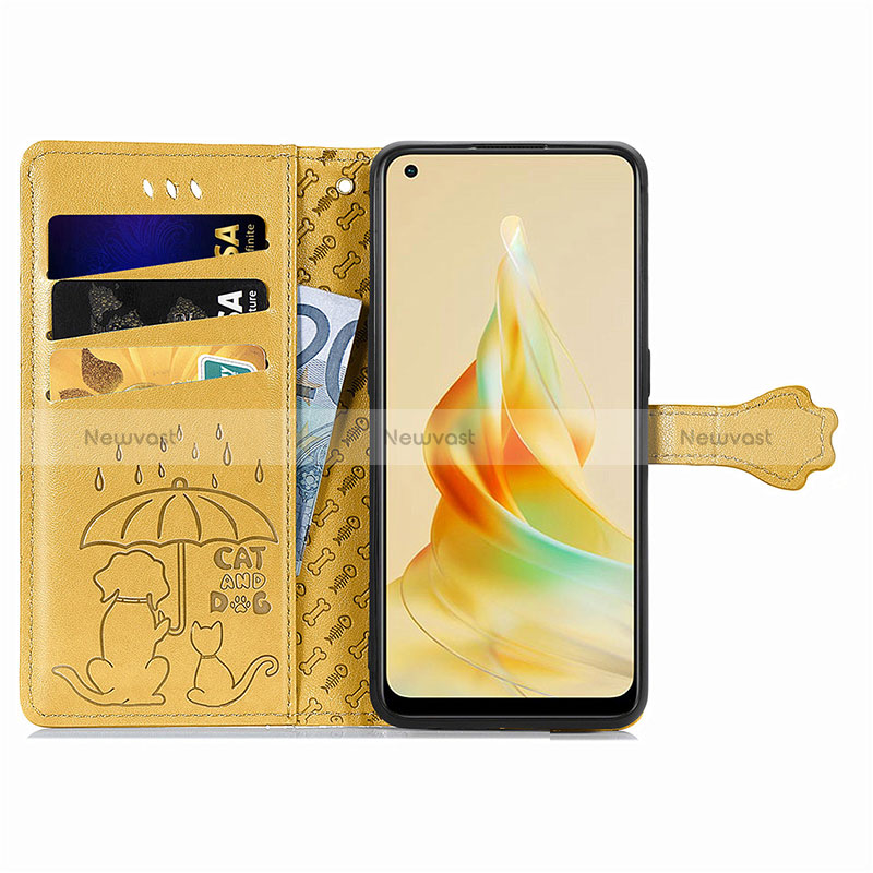 Leather Case Stands Fashionable Pattern Flip Cover Holder S05D for Oppo Reno8 T 4G