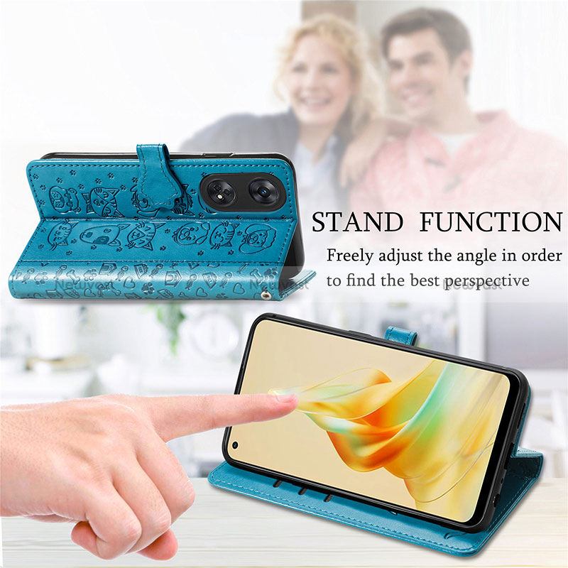 Leather Case Stands Fashionable Pattern Flip Cover Holder S05D for Oppo Reno8 T 4G