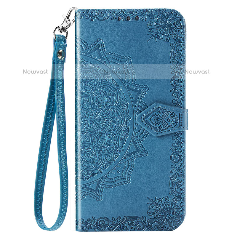 Leather Case Stands Fashionable Pattern Flip Cover Holder S05D for Samsung Galaxy A11 Blue