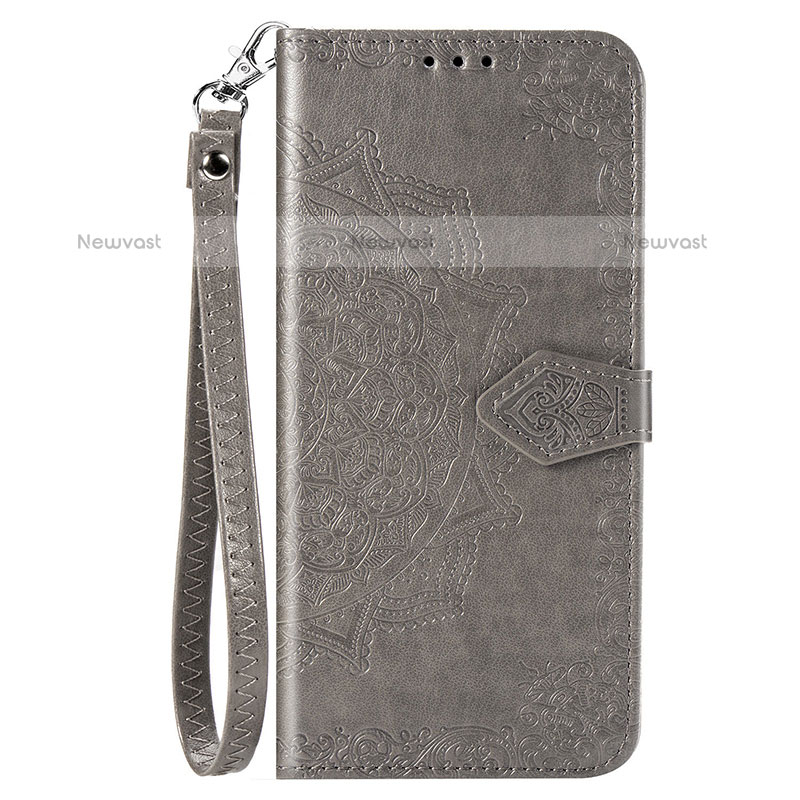 Leather Case Stands Fashionable Pattern Flip Cover Holder S05D for Samsung Galaxy A11 Gray