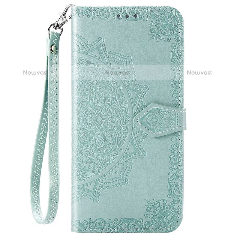 Leather Case Stands Fashionable Pattern Flip Cover Holder S05D for Samsung Galaxy A11 Green