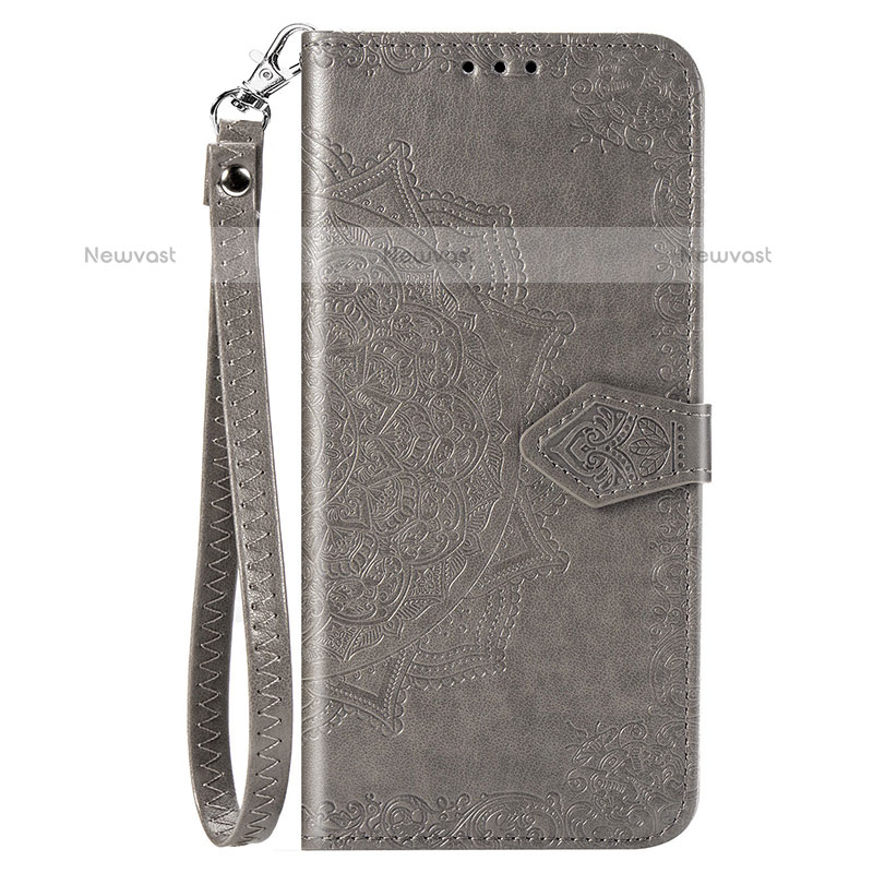 Leather Case Stands Fashionable Pattern Flip Cover Holder S05D for Samsung Galaxy M11 Gray